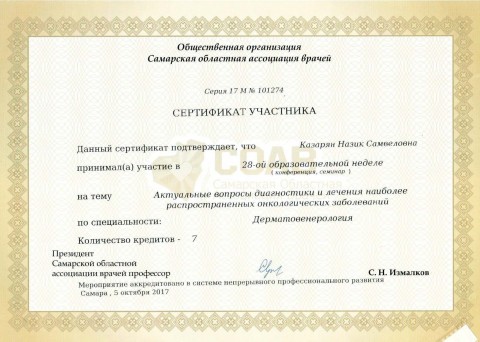 Сертификат 2017
